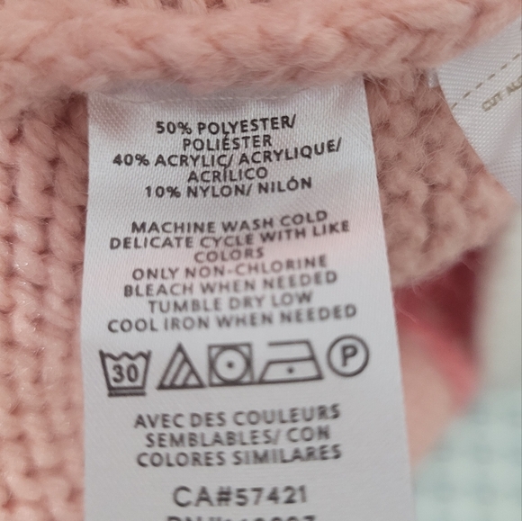 Loft Pink Colorblock Balloon Sleeve Chunky Knit Mock Neck Grandmacore Sweater XS - Picture 4 of 5